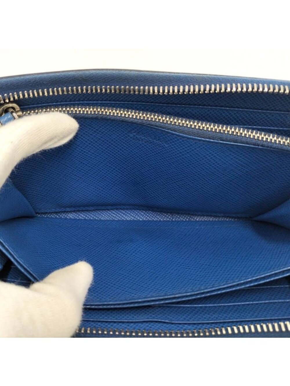 Prada Zip Around Wallet Saffiano Leather Blue - Picture 10 of 10
